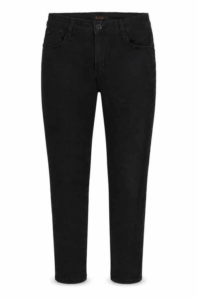 Front view of by sasha women’s black skinny jeans, size UK 10, 28-inch leg