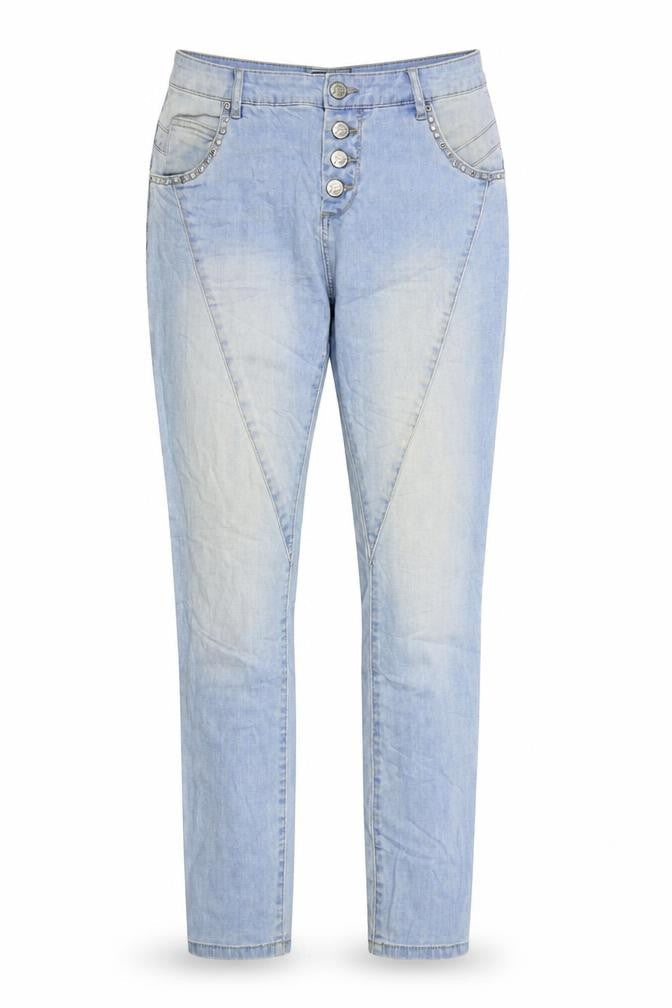 Front view of KappAhl women’s blue skinny jeans, size UK 10, 31-inch leg