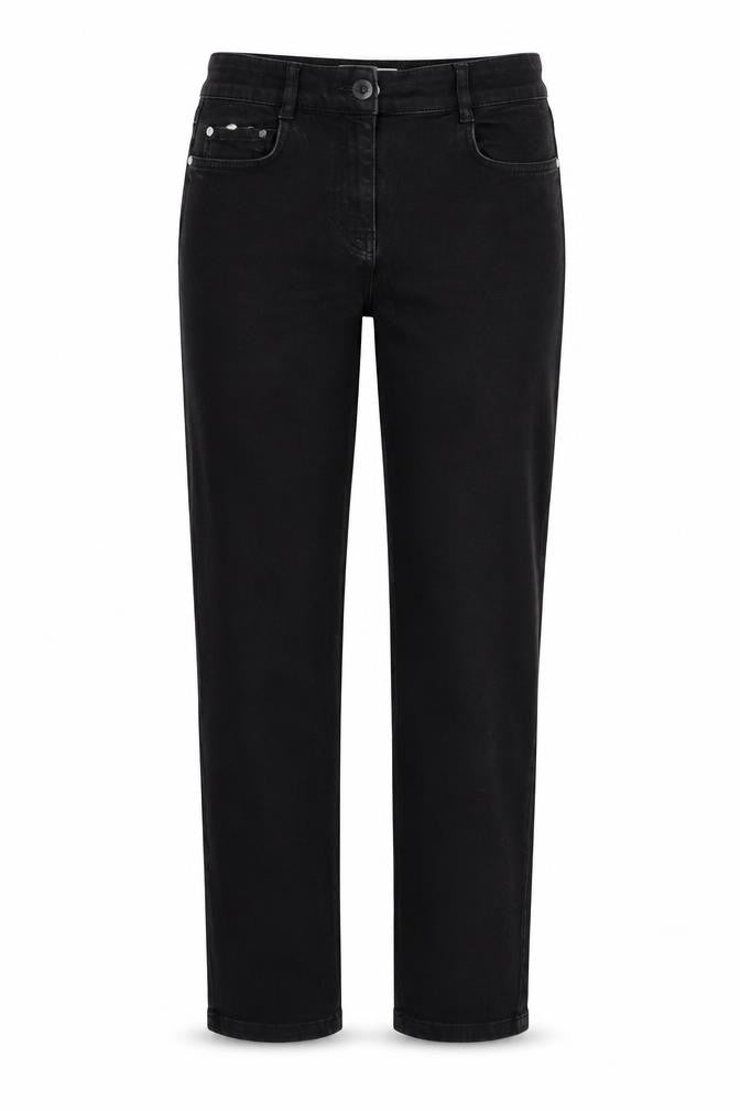 Front view of Mary Portas women’s black skinny jeans, size UK 12, 30-inch leg