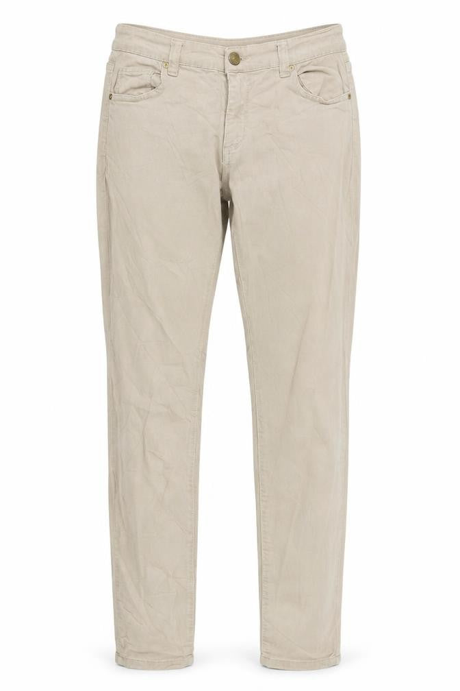 Front view of lana wmen women’s beige skinny jeans, size UK 8, 27-inch leg