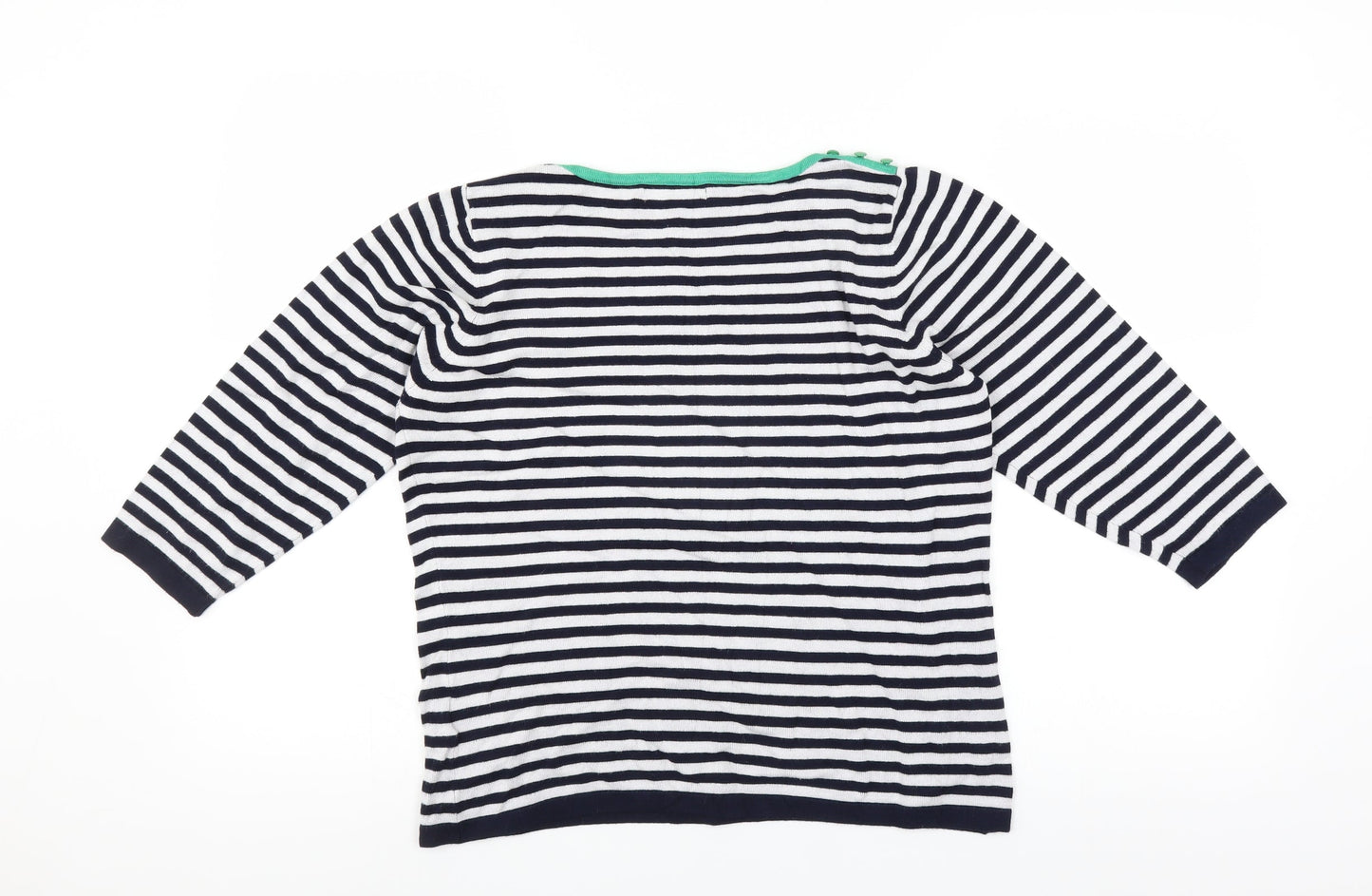 Elite Collection Womens Blue Striped  Pullover Jumper Size M