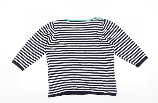 Elite Collection Womens Blue Striped  Pullover Jumper Size M