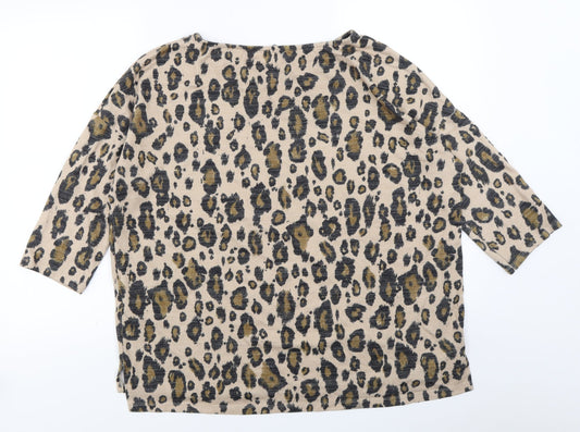 Evans Womens Brown Animal Print Jersey Pullover Jumper Size 18  -