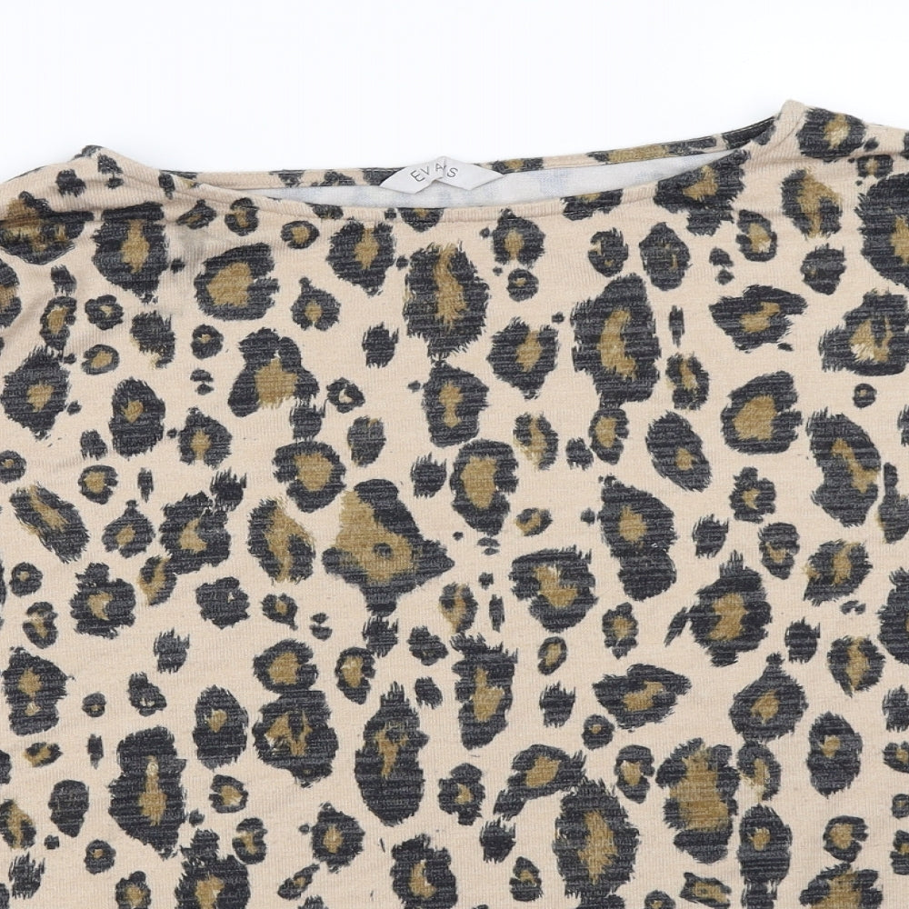 Evans Womens Brown Animal Print Jersey Pullover Jumper Size 18  -