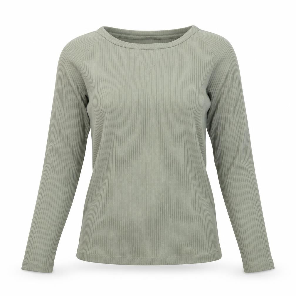 Front view of Brave Soul women’s green knit jumper, size M