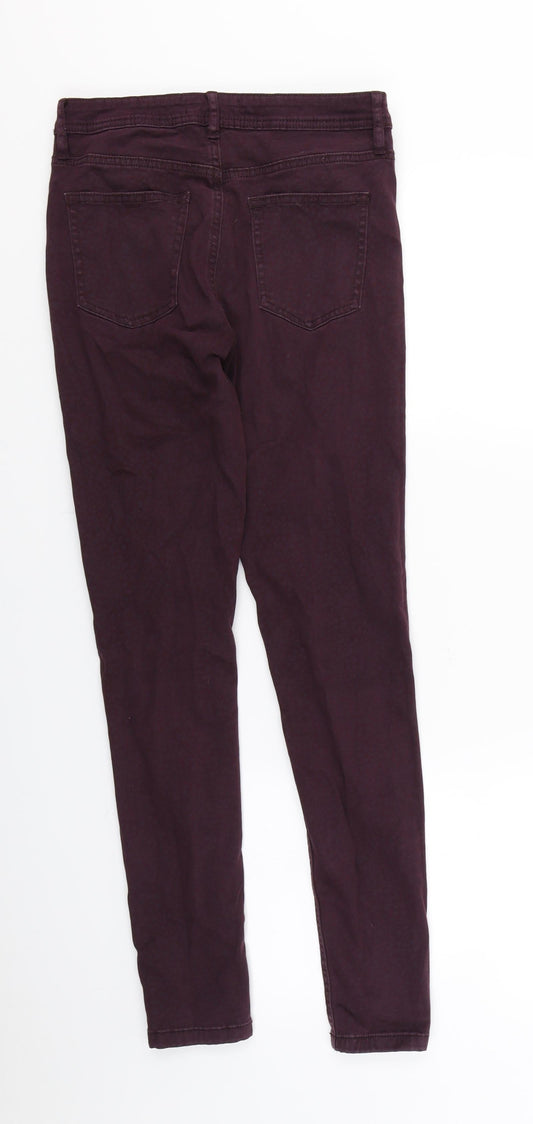F&F Womens Purple Animal Print Denim Skinny Jeans Size 6 L28 in
