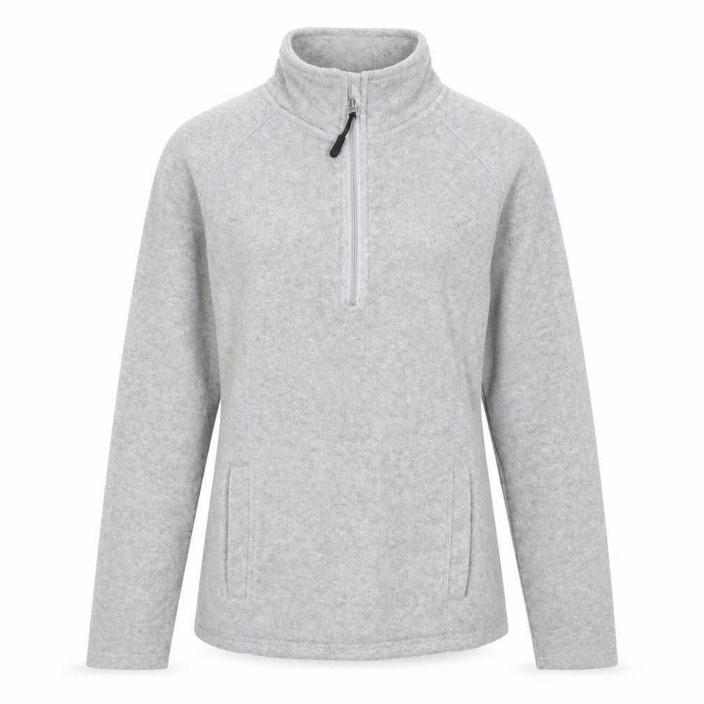 Front view of Primark women’s grey fleece jacket, size UK 8