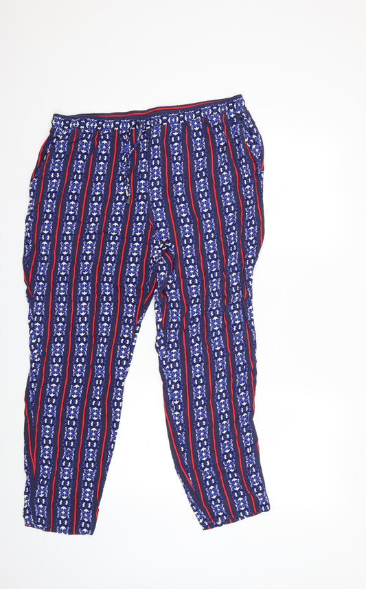 Papaya Womens Blue Striped  Trousers  Size 16 L27 in