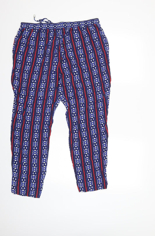 Papaya Womens Blue Striped  Trousers  Size 16 L27 in