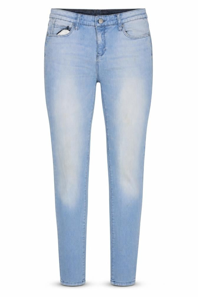 Front view of Denim & Co. women’s blue denim skinny jeans, size UK 10, 32-inch leg