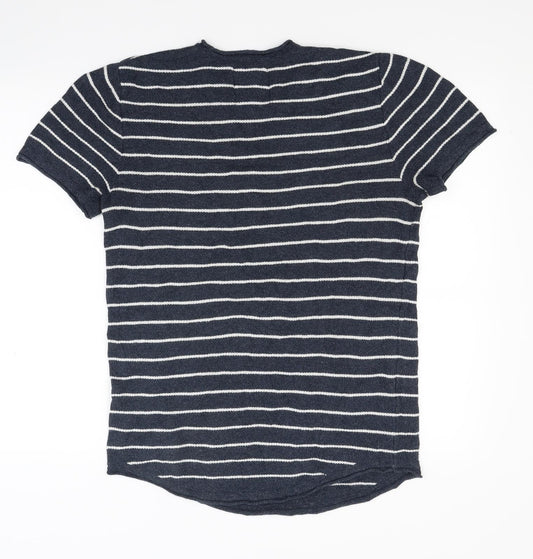 Hollister Womens Blue Striped Knit Pullover Jumper Size M