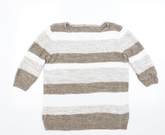 Preworn Womens Brown Striped Knit Pullover Jumper Size M
