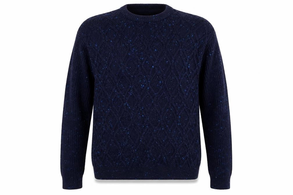 Front view of Buton men’s blue knit jumper, size XL