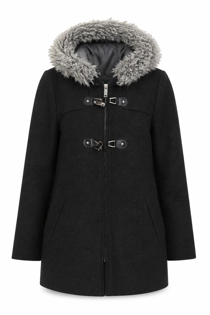 Front view of Primark women’s grey overcoat coat, size UK 8