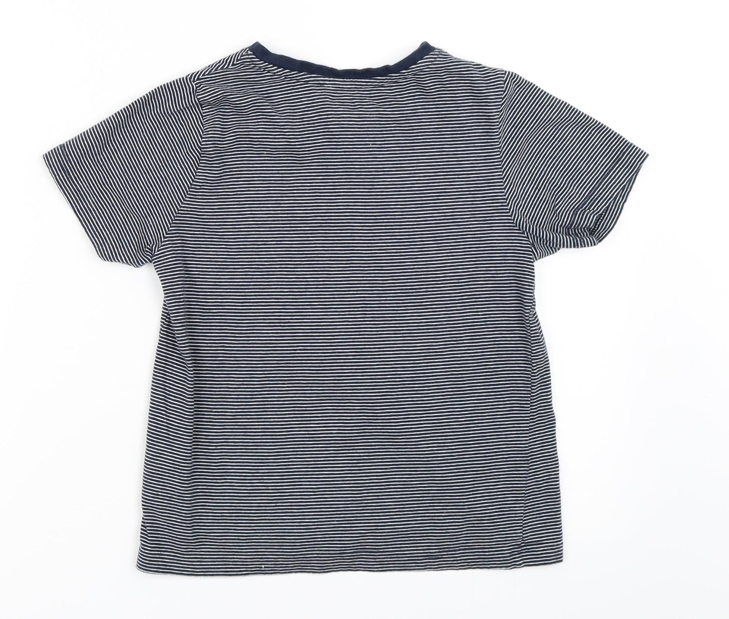 Popperts Boys Blue Striped  Basic T-Shirt Size 6-7 Years