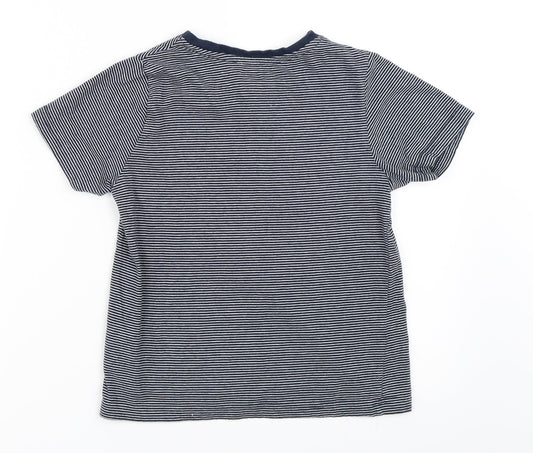 Popperts Boys Blue Striped  Basic T-Shirt Size 6-7 Years