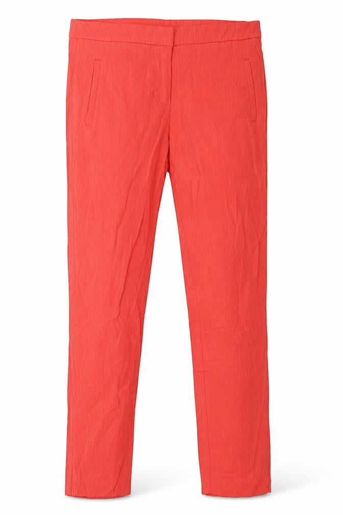 Front view of Cubus women’s red trousers, size UK 36, 24-inch leg