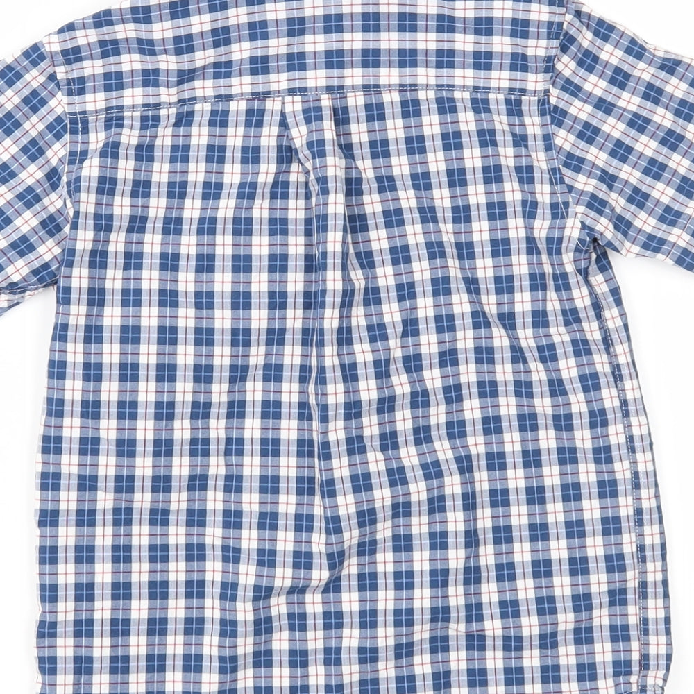 Maine New England Boys Blue Check  Basic Button-Up Size 7 Years