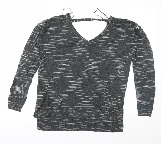 Marks and Spencer Womens Grey Geometric Knit Pullover Jumper Size M