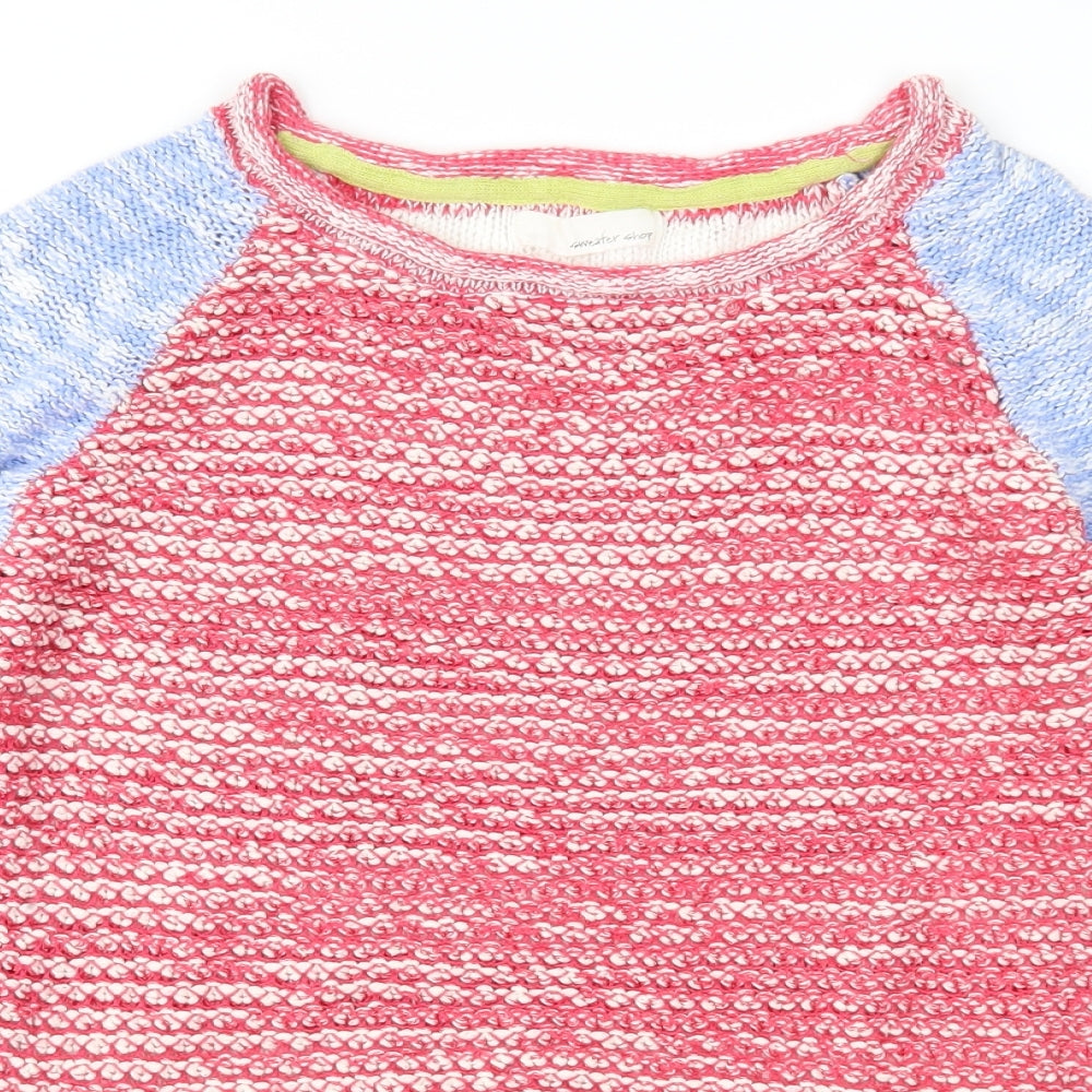 Sweater Shop Womens Red Geometric Knit Pullover Jumper Size S