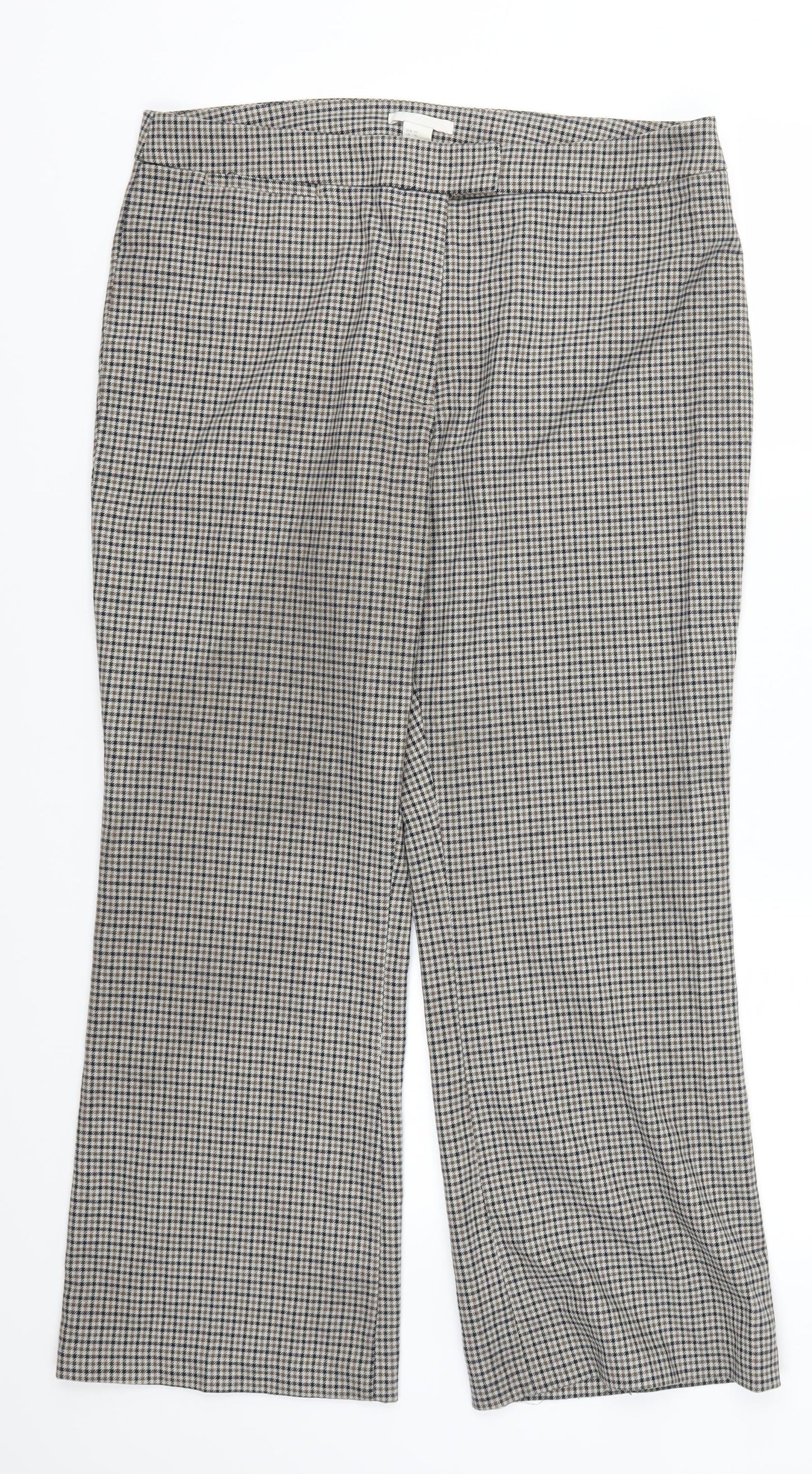 H&M Womens Brown Check  Trousers  Size 16 L25 in