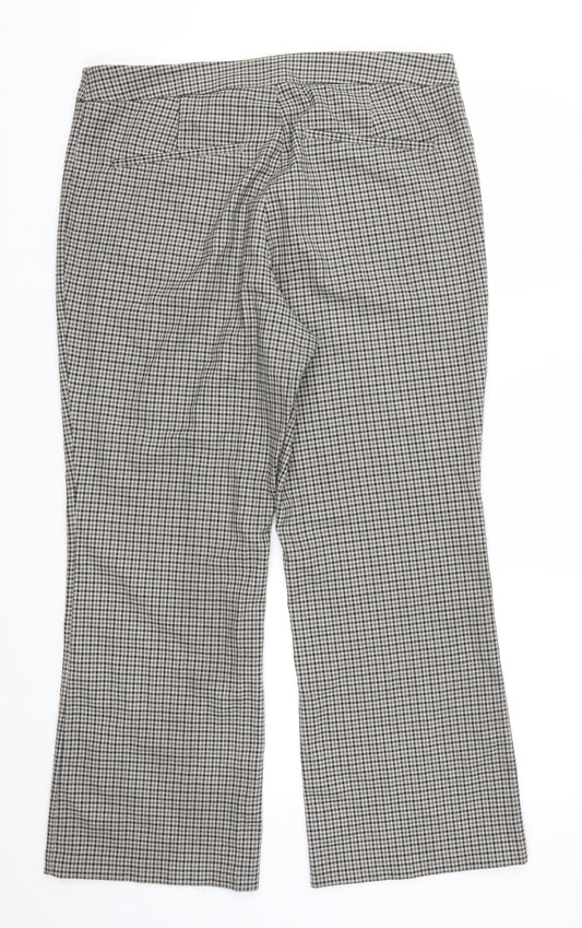 H&M Womens Brown Check  Trousers  Size 16 L25 in