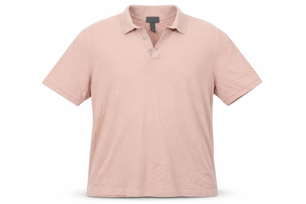 Front view of H&M men’s pink polo, size XL
