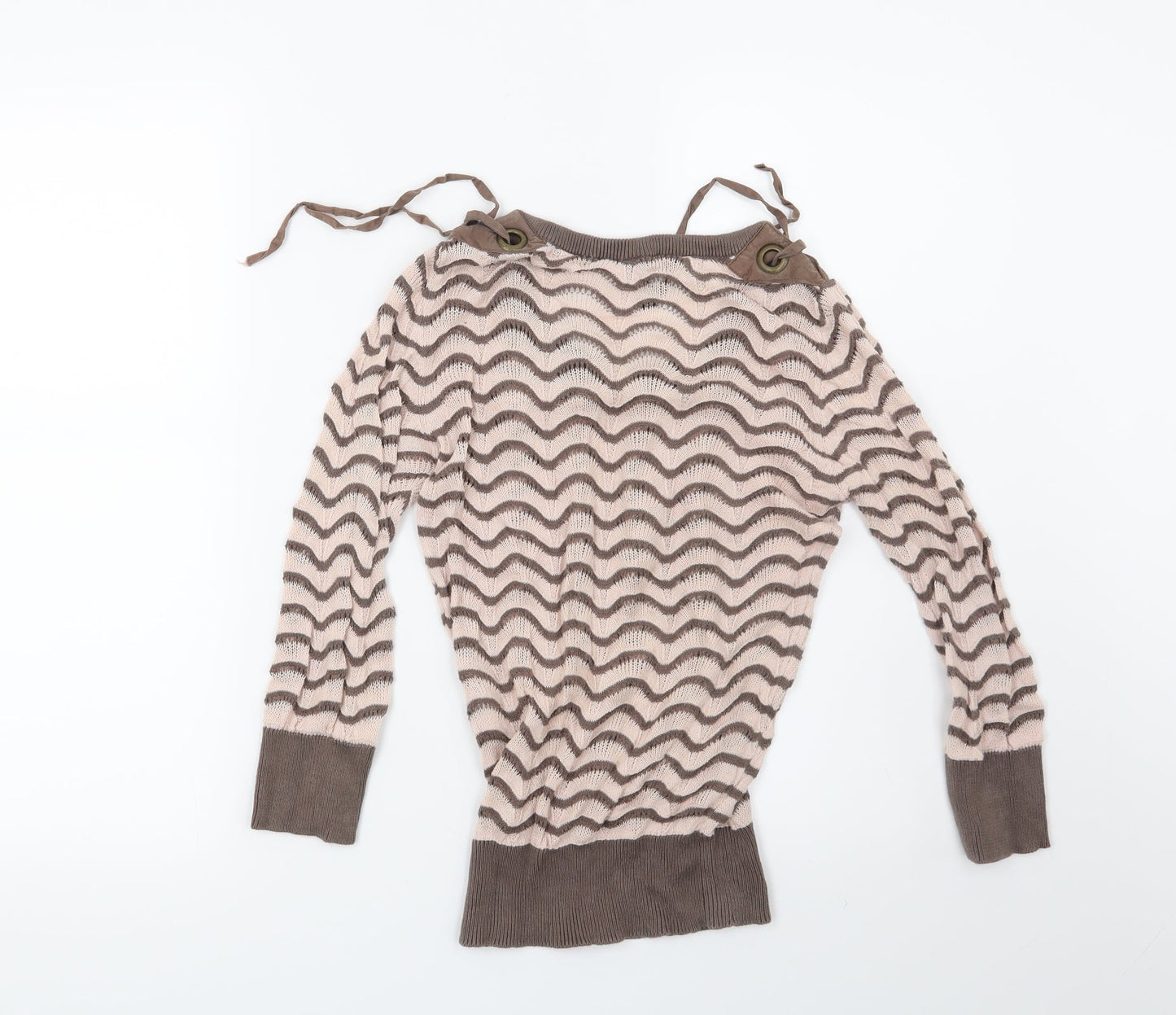 H&M Womens Brown Striped  Pullover Jumper Size 6