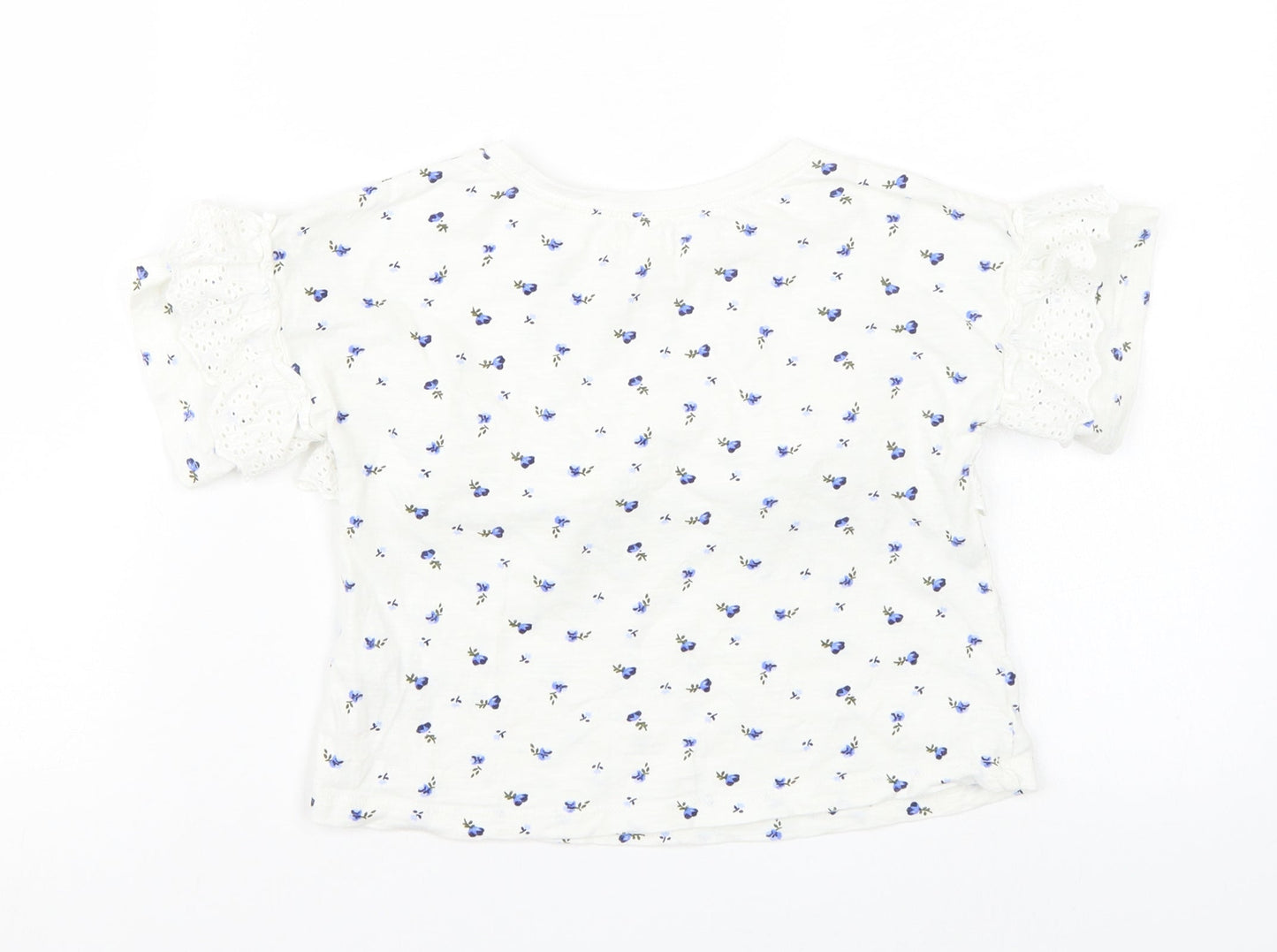 NEXT Girls White Floral  Basic T-Shirt Size 5 Years