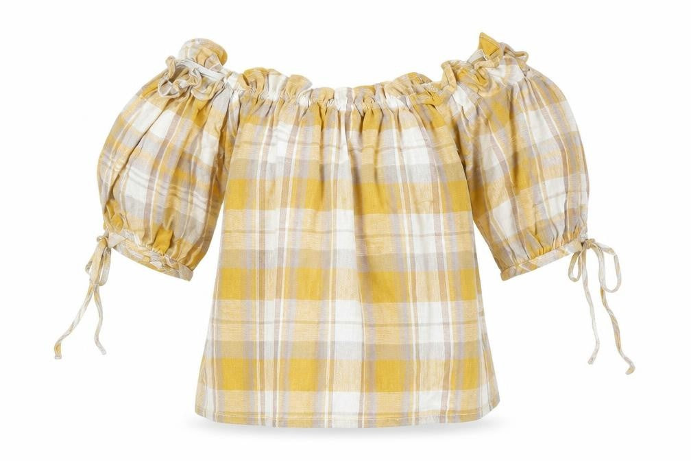 Newlook Womens Yellow Check  Basic Blouse Size 8