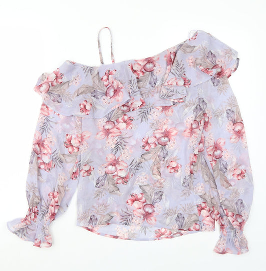 Newlook Womens Purple Floral  Basic Blouse Size 8