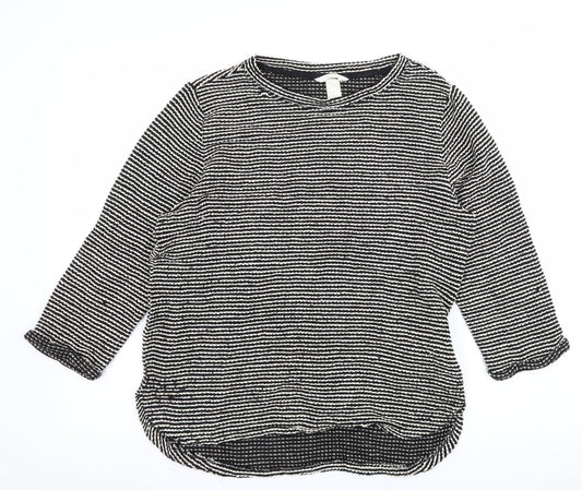 H&M Womens Black Striped Knit Pullover Jumper Size M