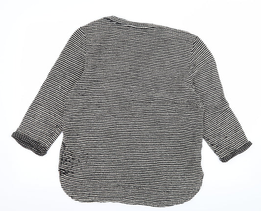H&M Womens Black Striped Knit Pullover Jumper Size M
