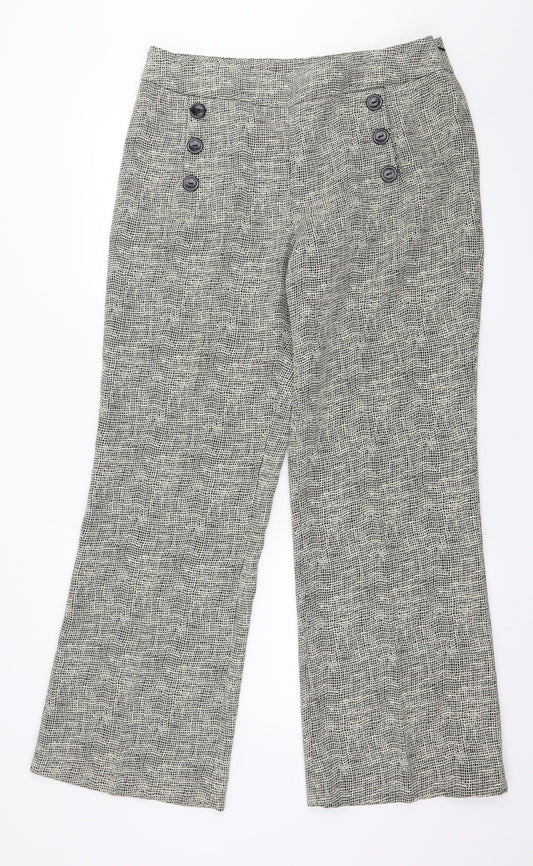 Satsuma Womens Beige Geometric  Trousers  Size 16 L30 in