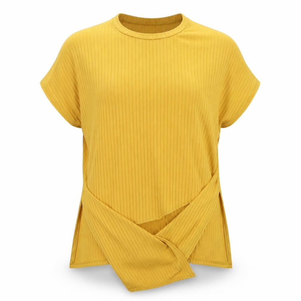 Front view of New Look women’s yellow basic t-shirt, size UK 6, - oversized