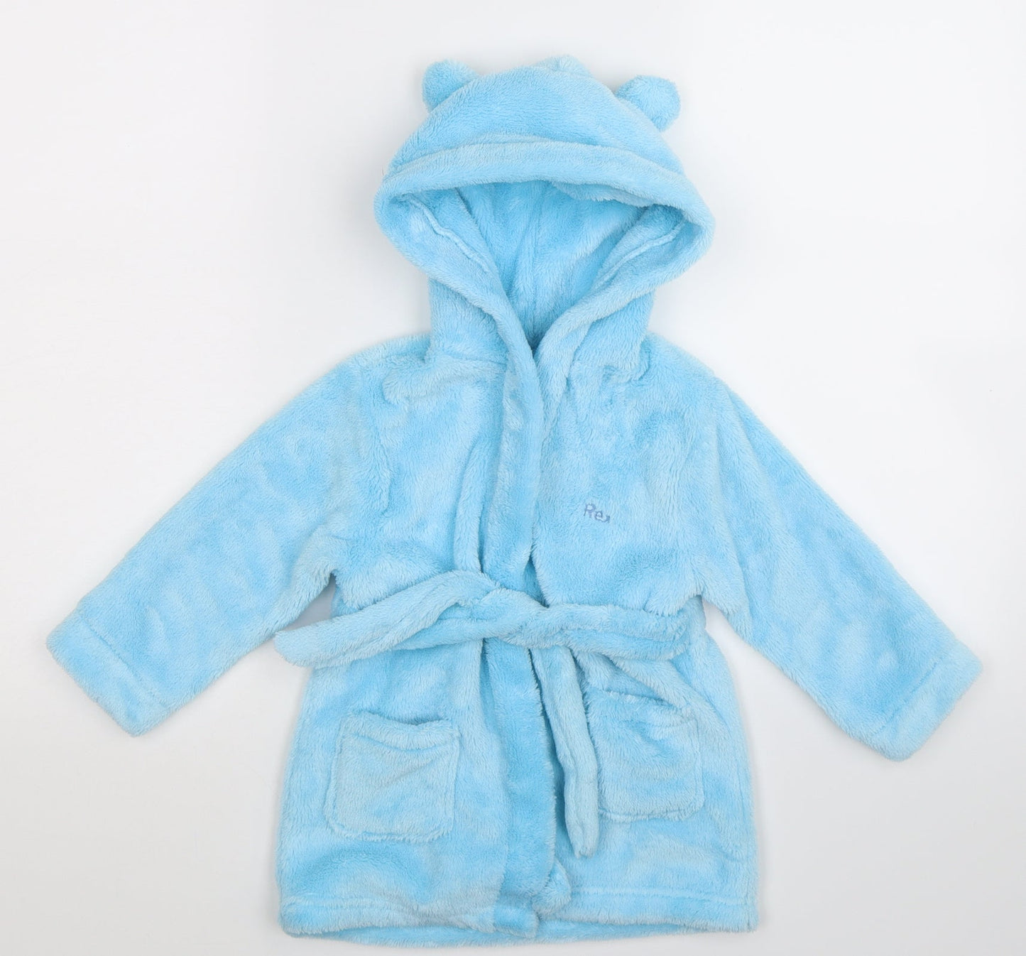 Rex Boys Blue Solid Fleece Kimono Robe Size 18-24 Months