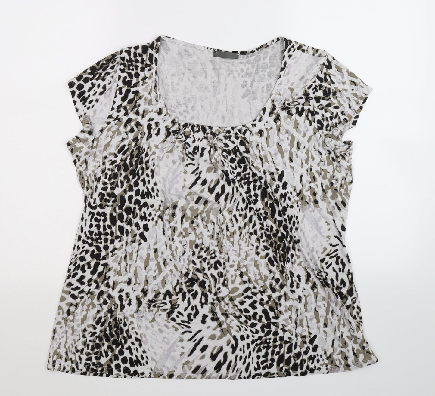 Preworn Womens Multicoloured Animal Print  Basic T-Shirt Size 16