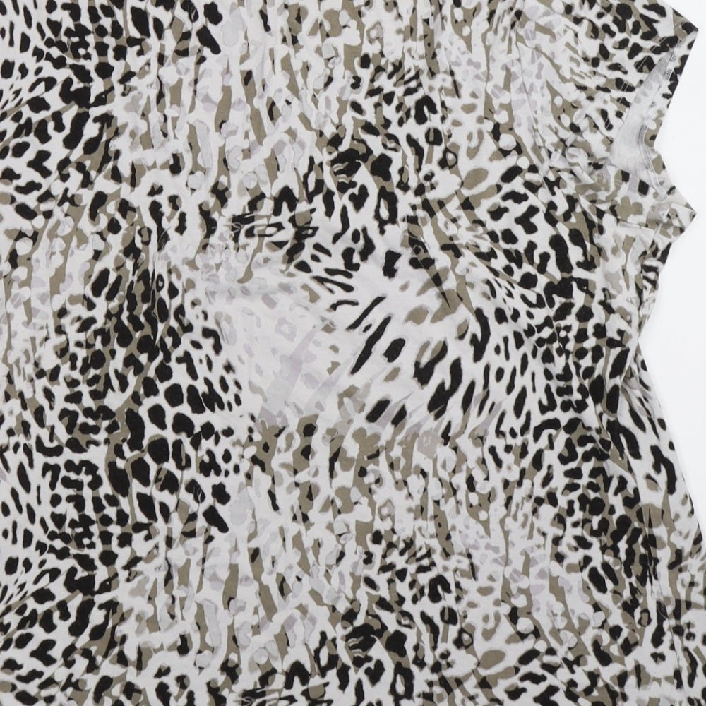 Preworn Womens Multicoloured Animal Print  Basic T-Shirt Size 16