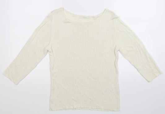 Marks and Spencer Womens White  Knit Pullover Jumper Size 16
