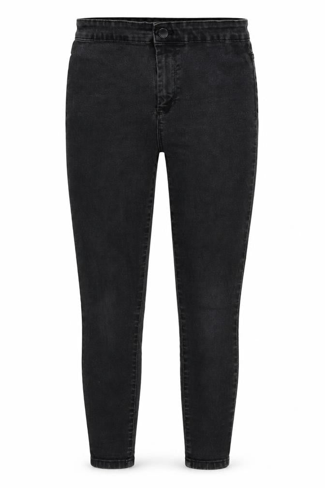 Front view of Denim CO. women’s black denim skinny jeans, size UK 8, 25-inch leg
