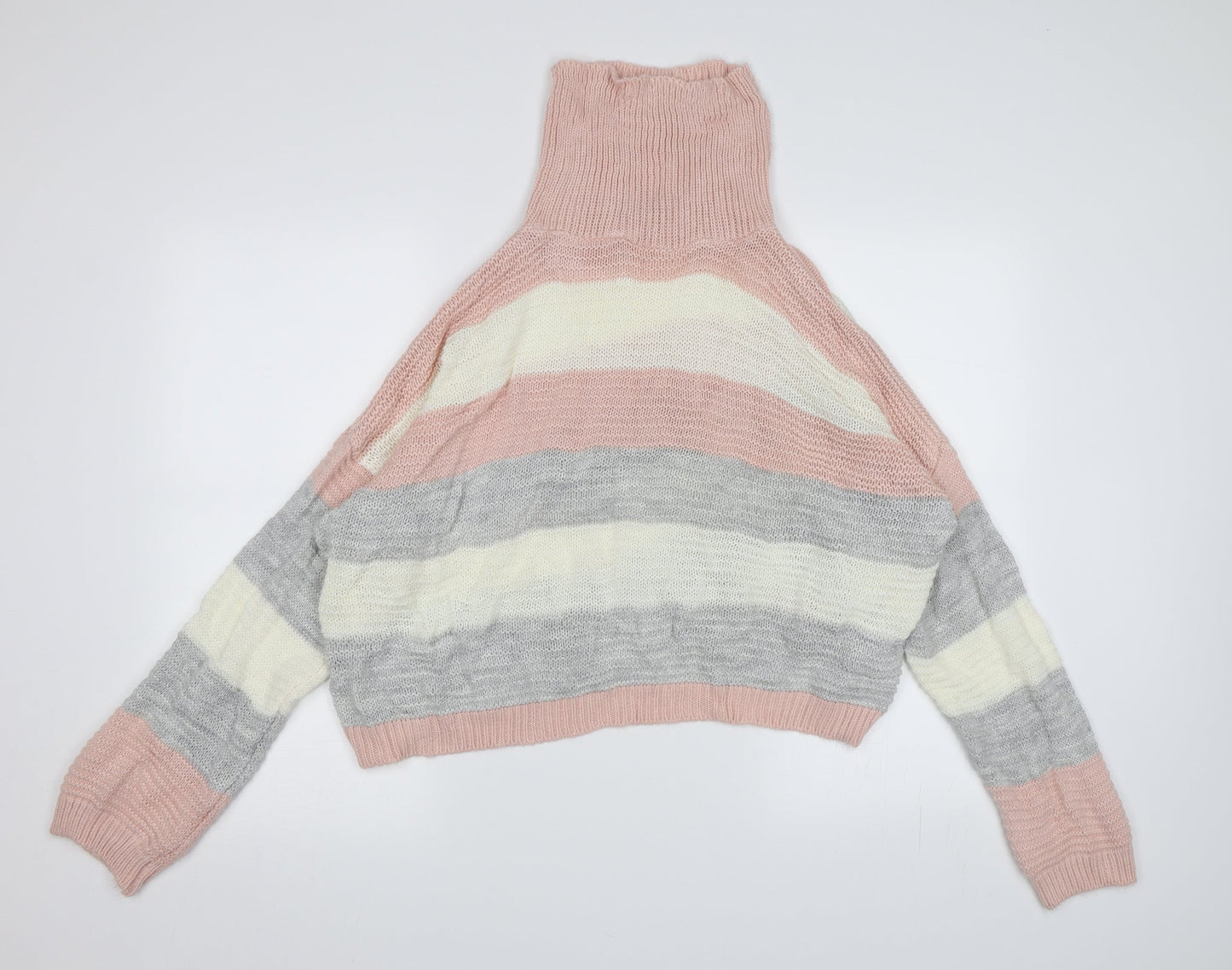 Quiz Womens Pink Striped Knit Pullover Jumper Size L
