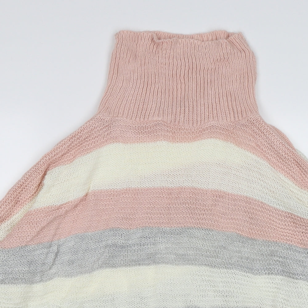 Quiz Womens Pink Striped Knit Pullover Jumper Size L
