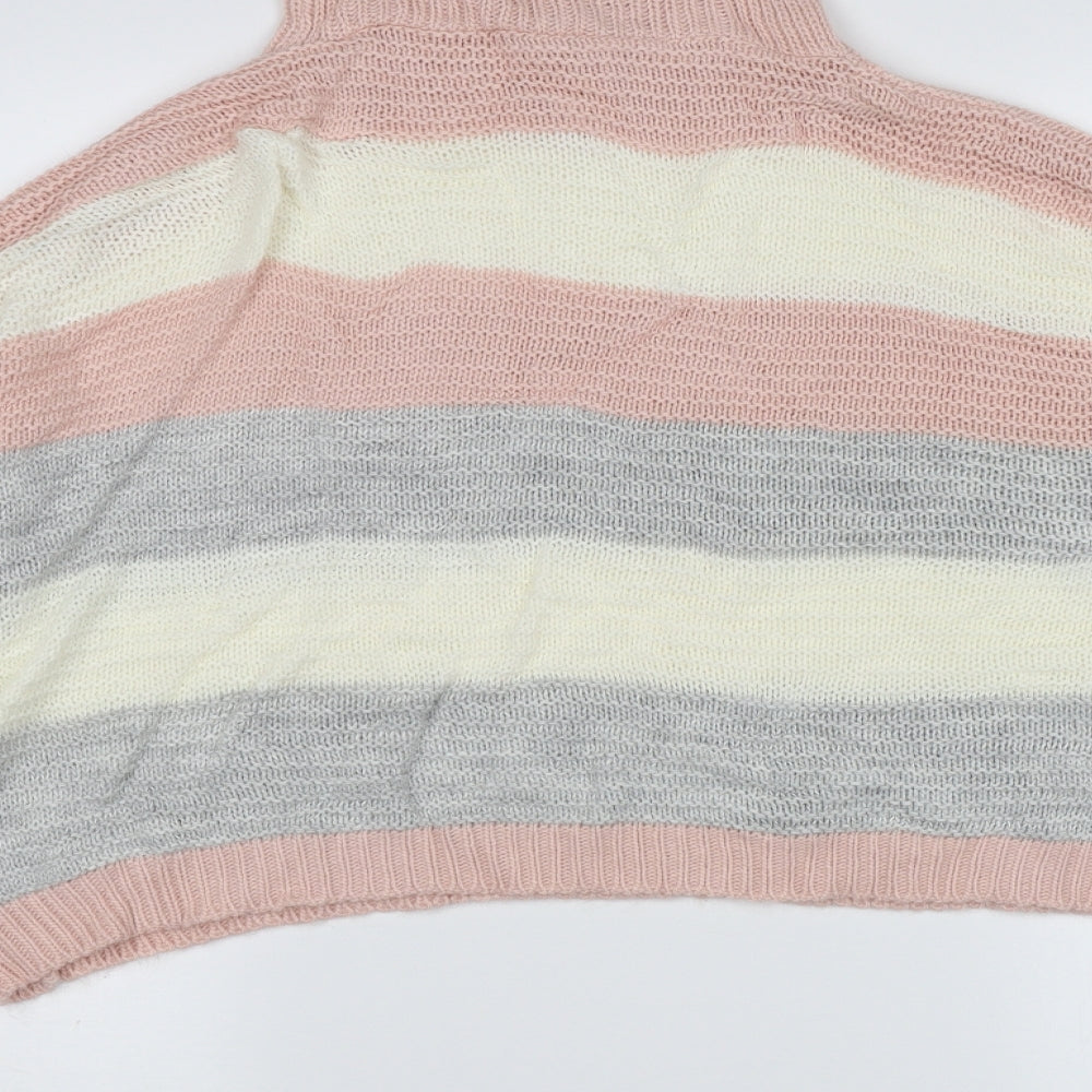 Quiz Womens Pink Striped Knit Pullover Jumper Size L