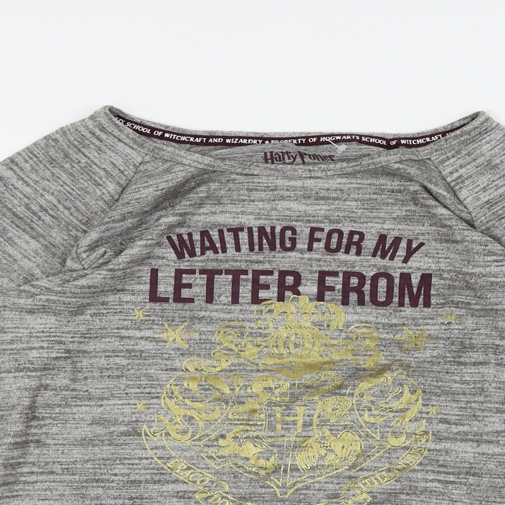Primark Womens Grey Solid  Top Pyjama Top Size 6  - Harry potter