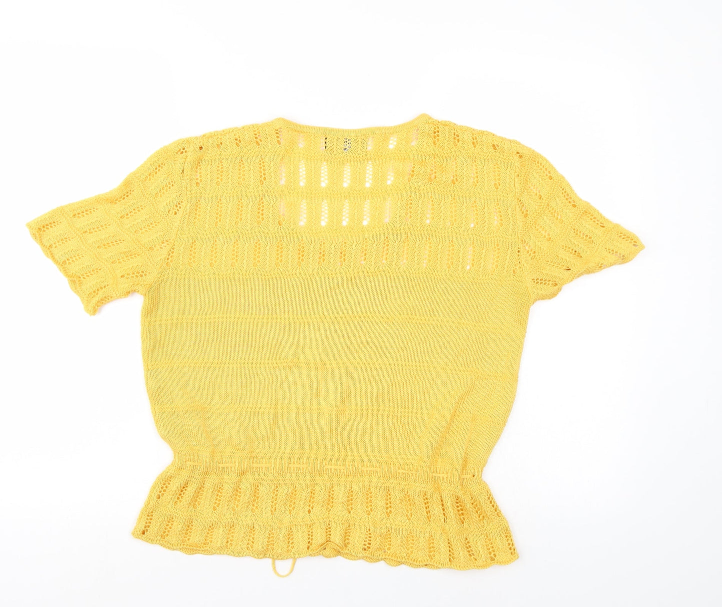 Escorpion Womens Yellow Striped  Basic Blouse Size 16