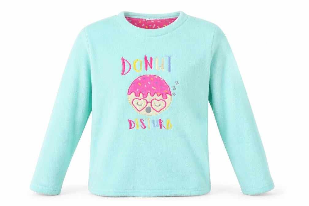 Front view of Just Like You girls’ green top pyjama top, size 12-13, years