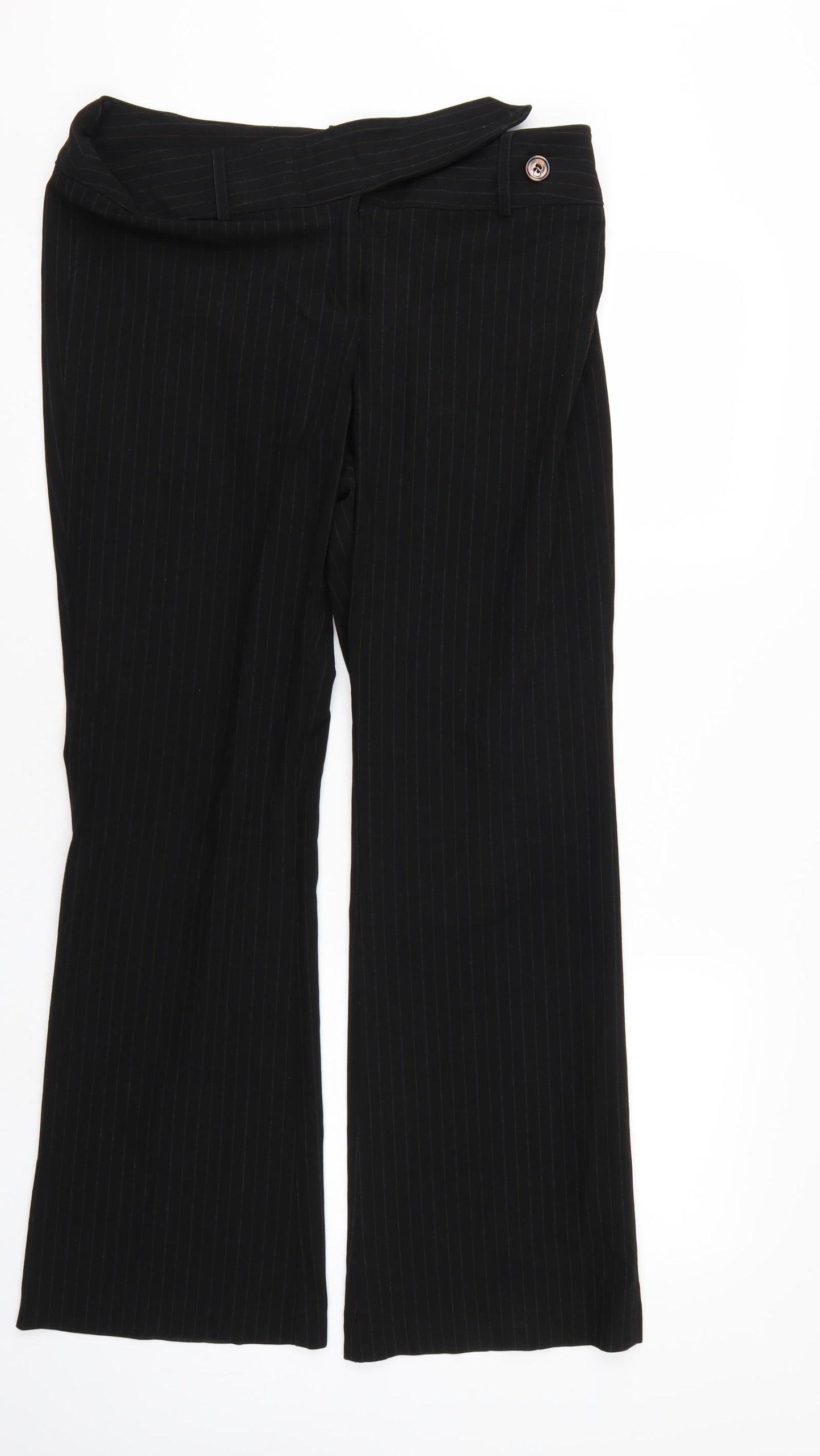 Marks and Spencer Womens Black Striped  Trousers  Size 14 L28 in
