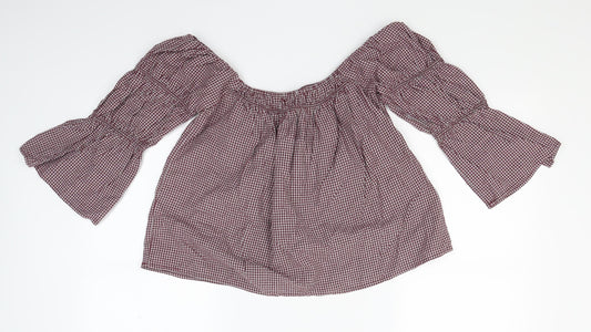 New Look Womens Red Check  Basic Blouse Size 6