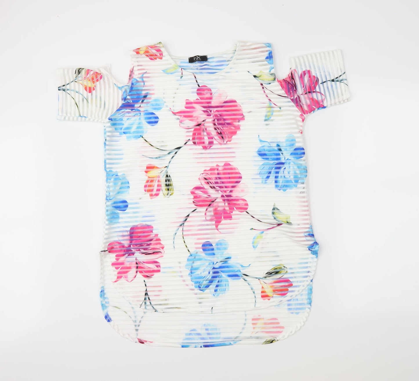 I-X London Womens Ivory Floral  Basic Blouse Size 12
