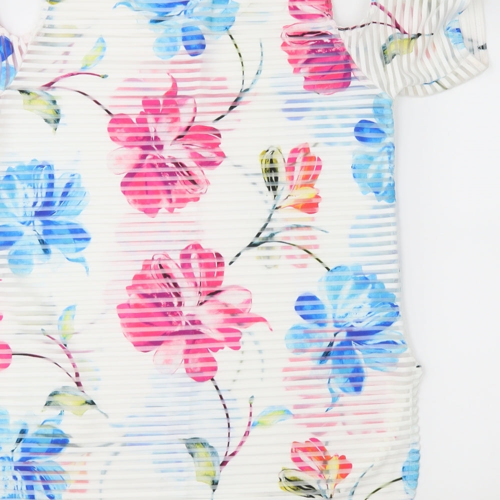 I-X London Womens Ivory Floral  Basic Blouse Size 12